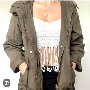 Zara Women's Army Green Utility Jacket with Removable Vest Size XS